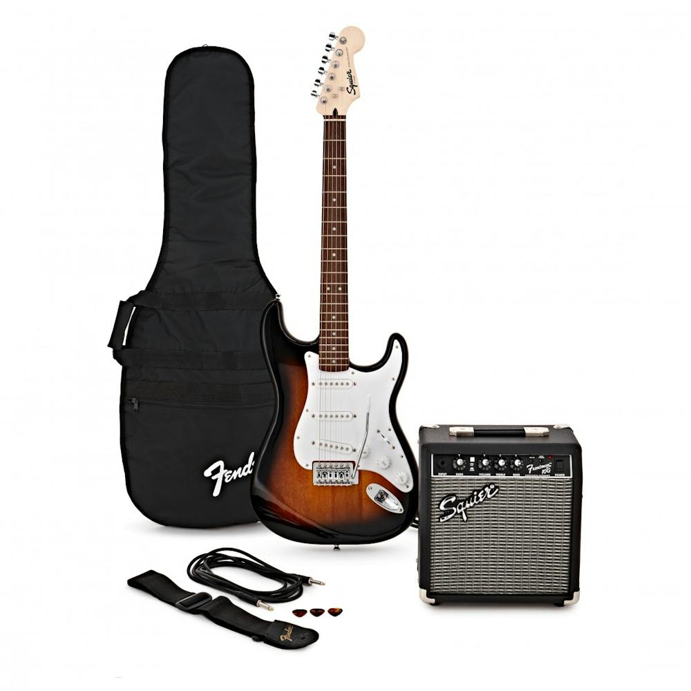Squier Stratocaster Pack - Brown Sunburst with Amp, Gig Bag, Cable and Picks