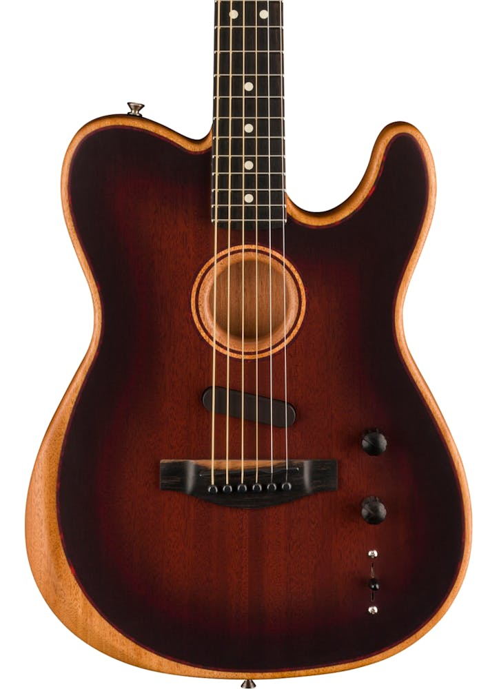 Fender American Acoustasonic Telecaster All-Mahogany Acoustic/Electric Guitar in Bourbon Burst
