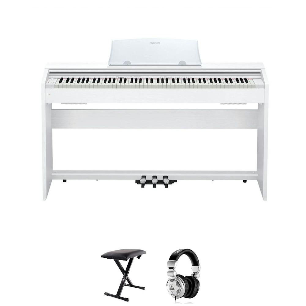 Casio Privia PX770WE Home Piano Bundle in White With Headphones and Stool