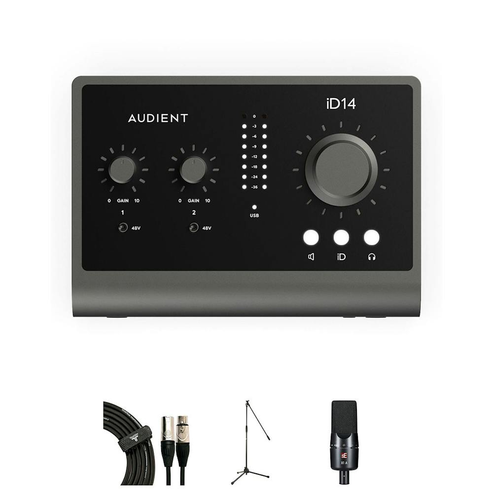 Audient ID14 MKII USB Audio interface with SE Electronic X1A, cable and stand