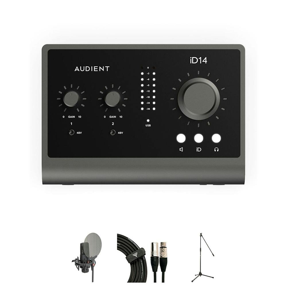 Audient ID14 MKII USB Audio interface with SE Electronic X1S, cable and stand