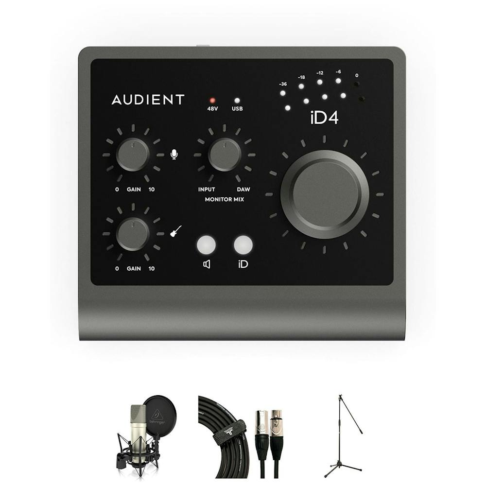 Audient ID4 MKII USB Audio interface with Behringer TM1, cable and stand