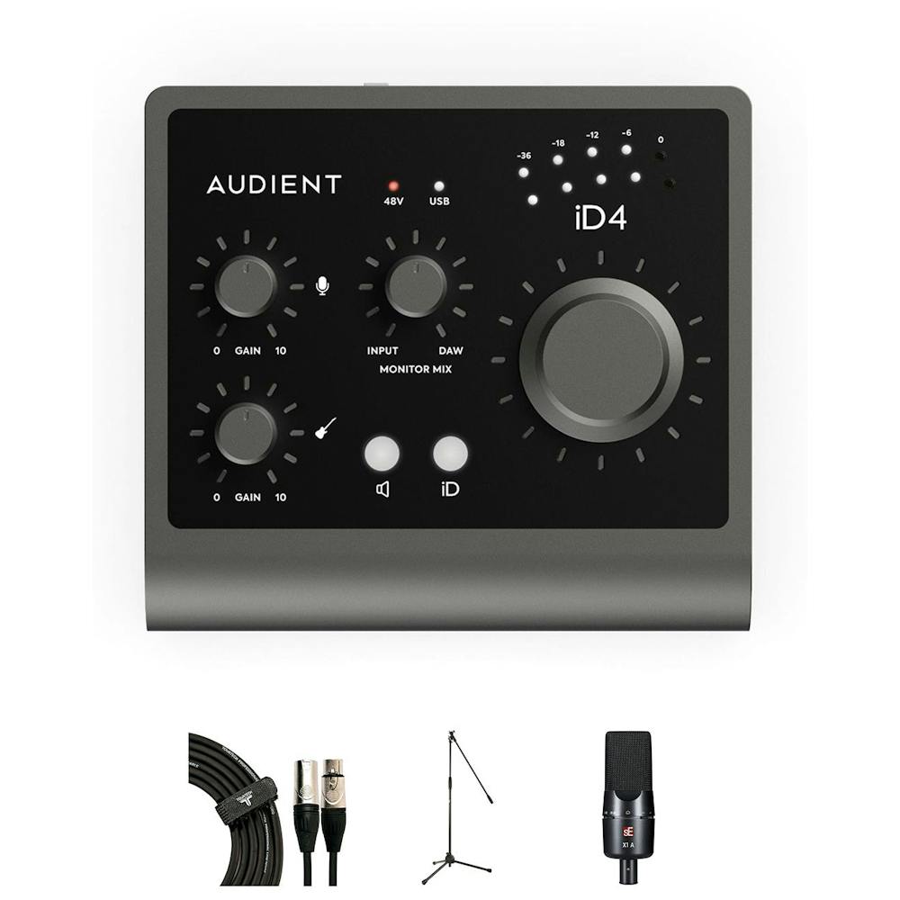Audient ID4 MKII USB Audio interface with SE Electronic X1A, cable and stand