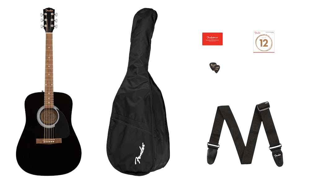Fender FA-115 Dreadnought Acoustic Guitar Starter Pack in Black