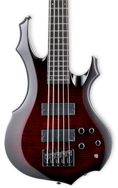ESP LTD F-1005 Bass Guitar in See-thru Black Cherry Sunburst