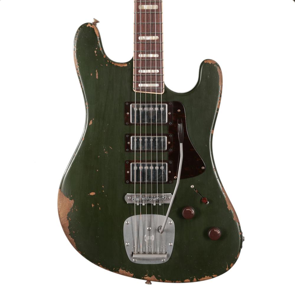 Castedosa Conchers Baritone Electric Guitar in Aged Cadillac Green Metallic with Mini Humbuckers