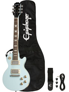 Epiphone Power Players Les Paul Electric Guitar in Ice Blue with Accessories