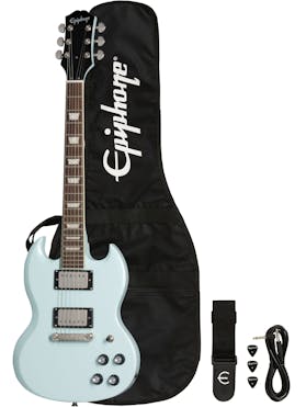 Epiphone Power Players SG Electric Guitar in Ice Blue with Accessories