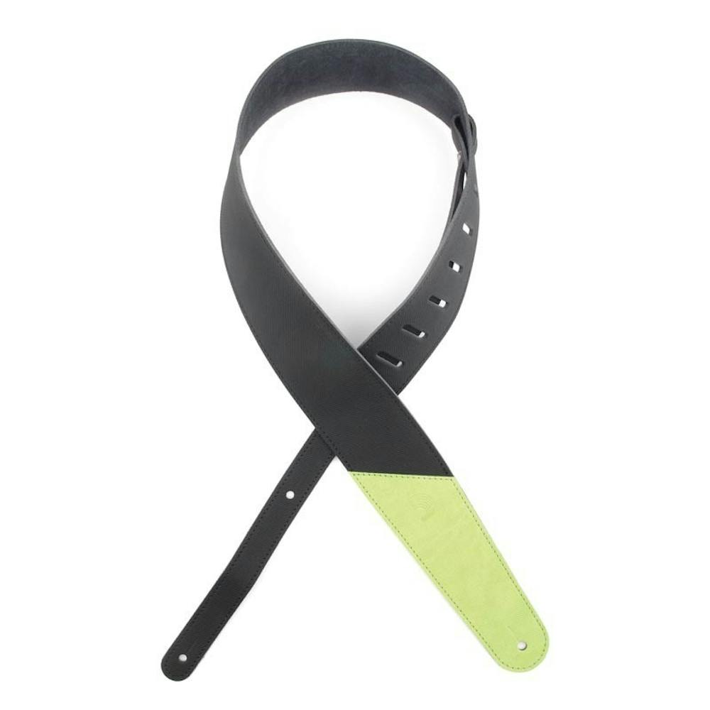 D'Addario 2.5" Guitar Strap with Coloured Ends in Black and Green
