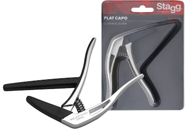 Stagg SCPX-FL-CR Flat Trigger-Style Capo for Classical Guitars in Chrome