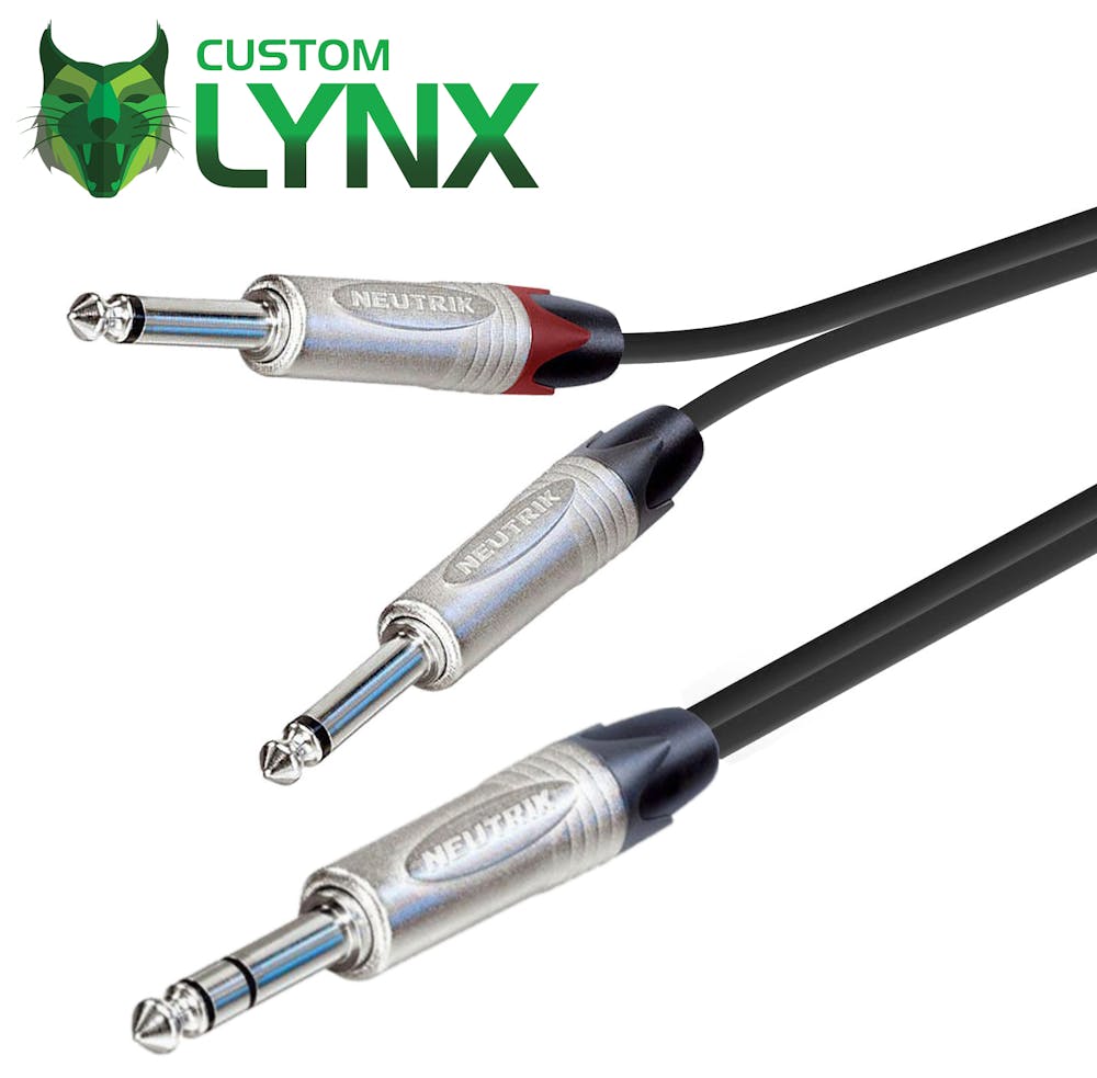 Lynx 1/4" TRS to 2 x Mono 1/4" Jack with Neutrik Connectors 10 Metre