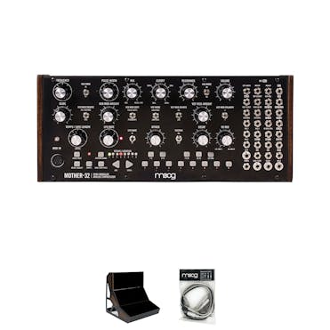 Moog Mother32 Synthesiser Bundle with 3 Modules, 3-Tier Rack Stand & Patch Cables