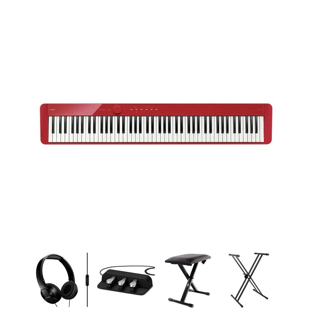 Casio PX-S1100 In Red w/ Stand, Stool and Headphones