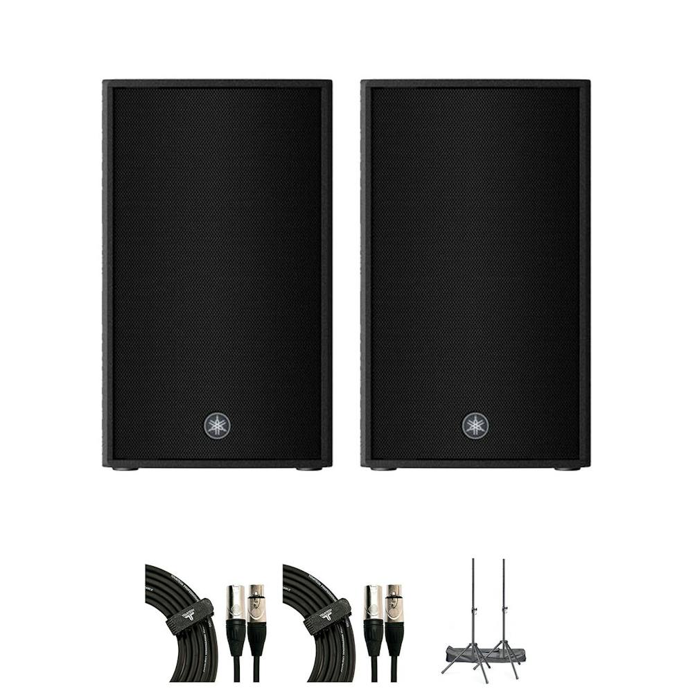 Yamaha DZR10 Pair PA Speaker Bundle with Stands and Cables