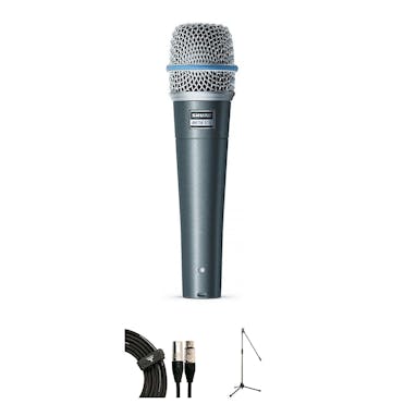 Shure Beta 57 Microphone Bundle with Mic Stand & XLR Cable