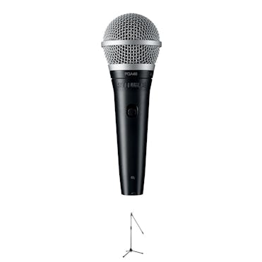 Shure PGA48 Vocal Microphone, Boom Stand and XLR Cable Bundle