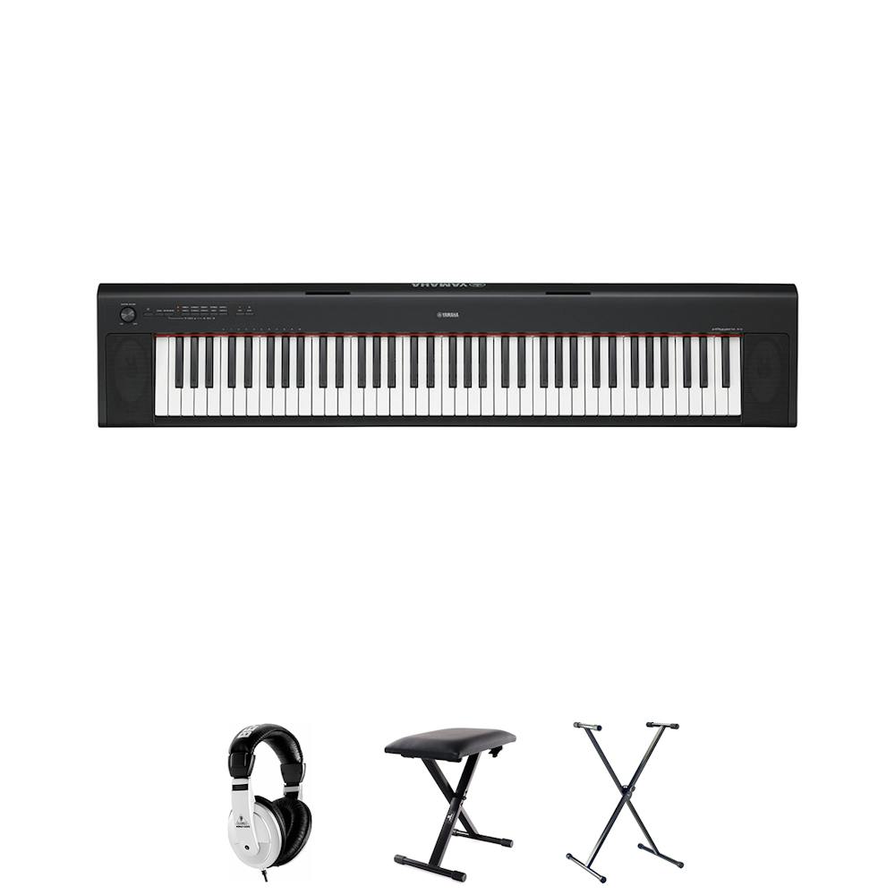 Yamaha Piaggero NP32 Black Keyboard Bundle with Stool, Stand and Headphones