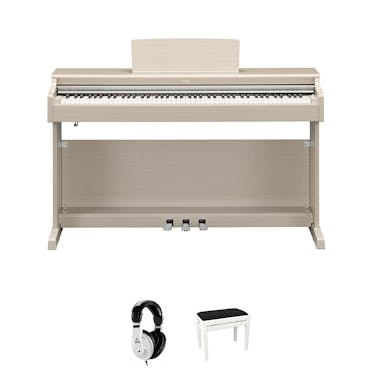 Yamaha YDP164 Digital Piano in White with Stool and Headphones