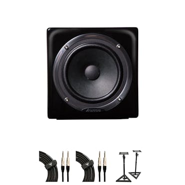 Avantone Mixcube Active Full-Range Studio Monitor Bundle in Black with Stands and Cables