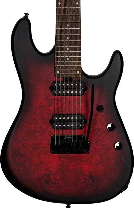 Sterling by Music Man Cutlass Richardson 7 in Dark Scarlet Burst