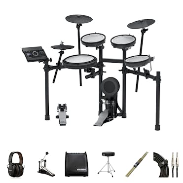 Roland TD-17KV V-Drums Electronic Drum Kit Bundle with Amp, Throne, Kick Pedal & Accessories
