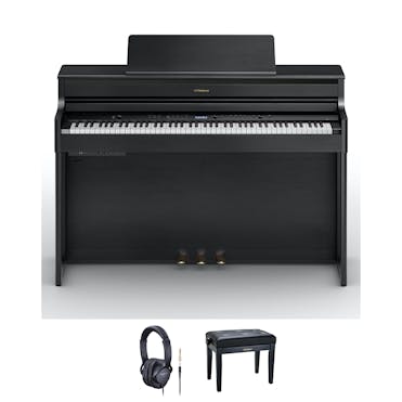 Roland HP704CH Digital Piano in Black Bundle