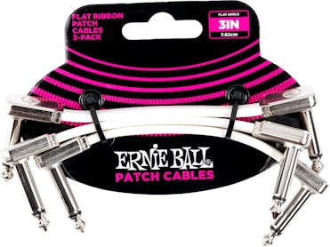 Ernie Ball 3 Inch Flat Ribbon Patch Cable 3-Pack in White