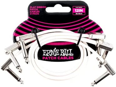 Ernie Ball 12 Inch Flat Ribbon Patch Cable 3-Pack in White