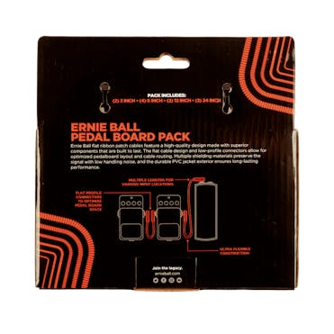 Ernie Ball Flat Ribbon Patch Cable Multipack in Red