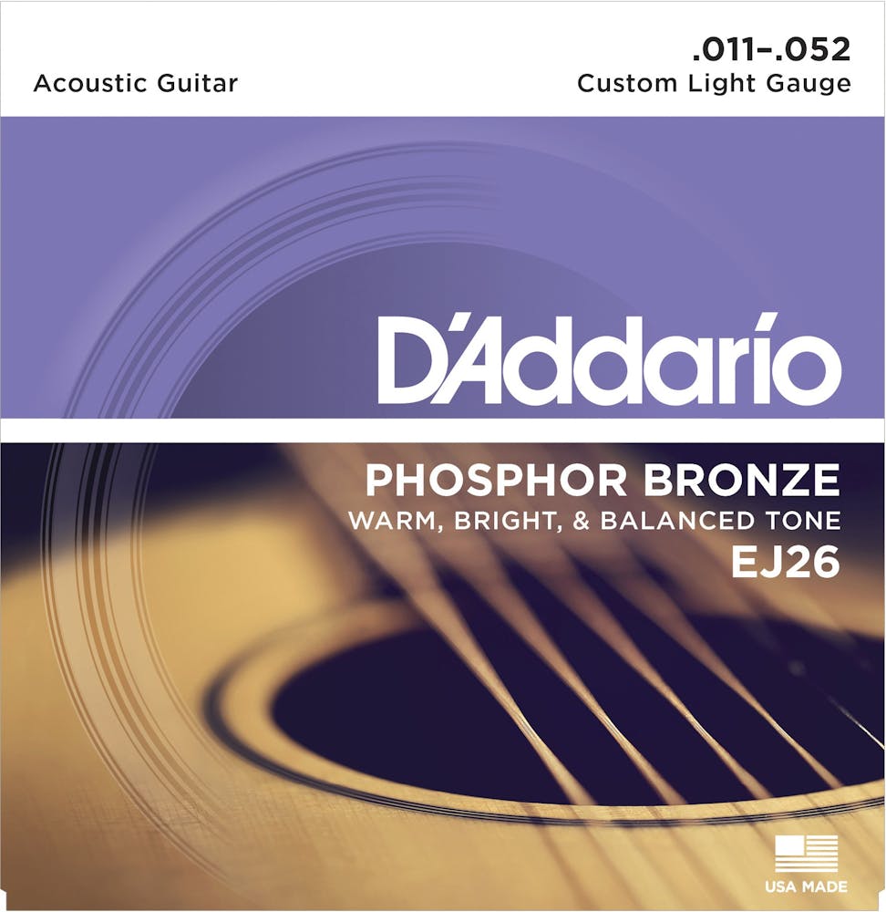 D'Addario EJ26 Phosphor Bronze 11-52 Custom Light Set
