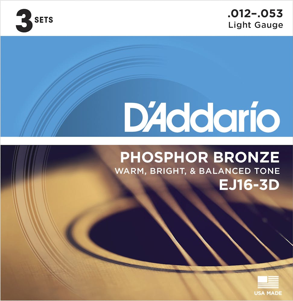 D'Addario EJ16 Phosphor Bronze 12-53 Light Set of 3
