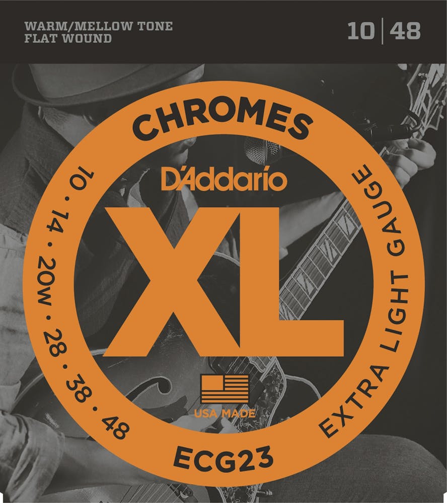 D'Addario ECG23 XL Chromes Flatwound 10-48 Extra Light Electric Guitar Strings