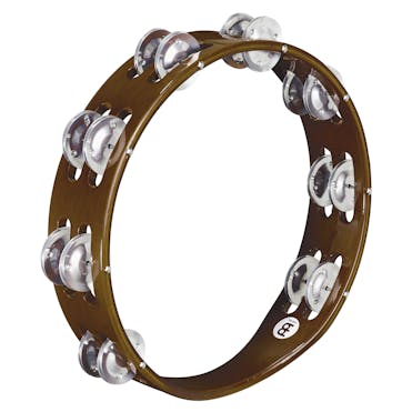 Meinl Wood Tambourine with2 Row Aluminum Jingles in African Brown