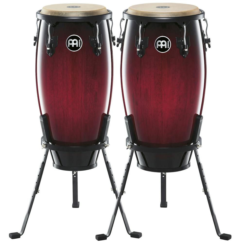 Meinl 11" and 12" Headliner Congas in Wine Red Burst w/ Stands