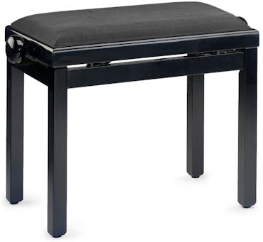 Stagg Rise & Fall Piano Stool with Velvet Top in Polished Black