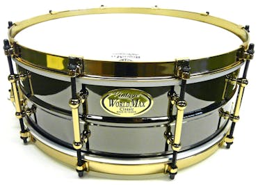 World Max14'X6.5' Black Brass Snare with Aztec Gold Single Flange