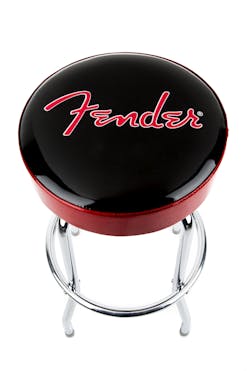 Fender Red Sparkle Logo 30" Barstool in Black Red Sparkle Chrome