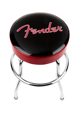 Fender Red Sparkle Logo 24" Barstool in Black Red Sparkle Chrome