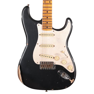 Fender Custom Shop ’55 Stratocaster Relic Electric Guitar in Super Faded Aged Black Pearl