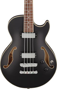 Ibanez AGB200-BKF Artcore Hollowbody Short-Scale Bass Guitar in Black Flat