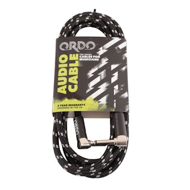 Ordo 10ft/3m Angled To Angled Braided Black and Grey Instrument Cable