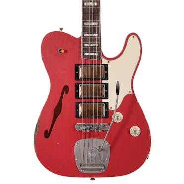 Castedosa Marianna Semi-Hollow Electric Guitar in Aged Fiesta Red with Gold Foil Pickups