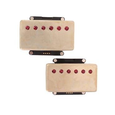 Cream T Pickups Billy F Gibbons Whiskerbucker Humbucker Set with Red Pole Pieces in Aged Nickel