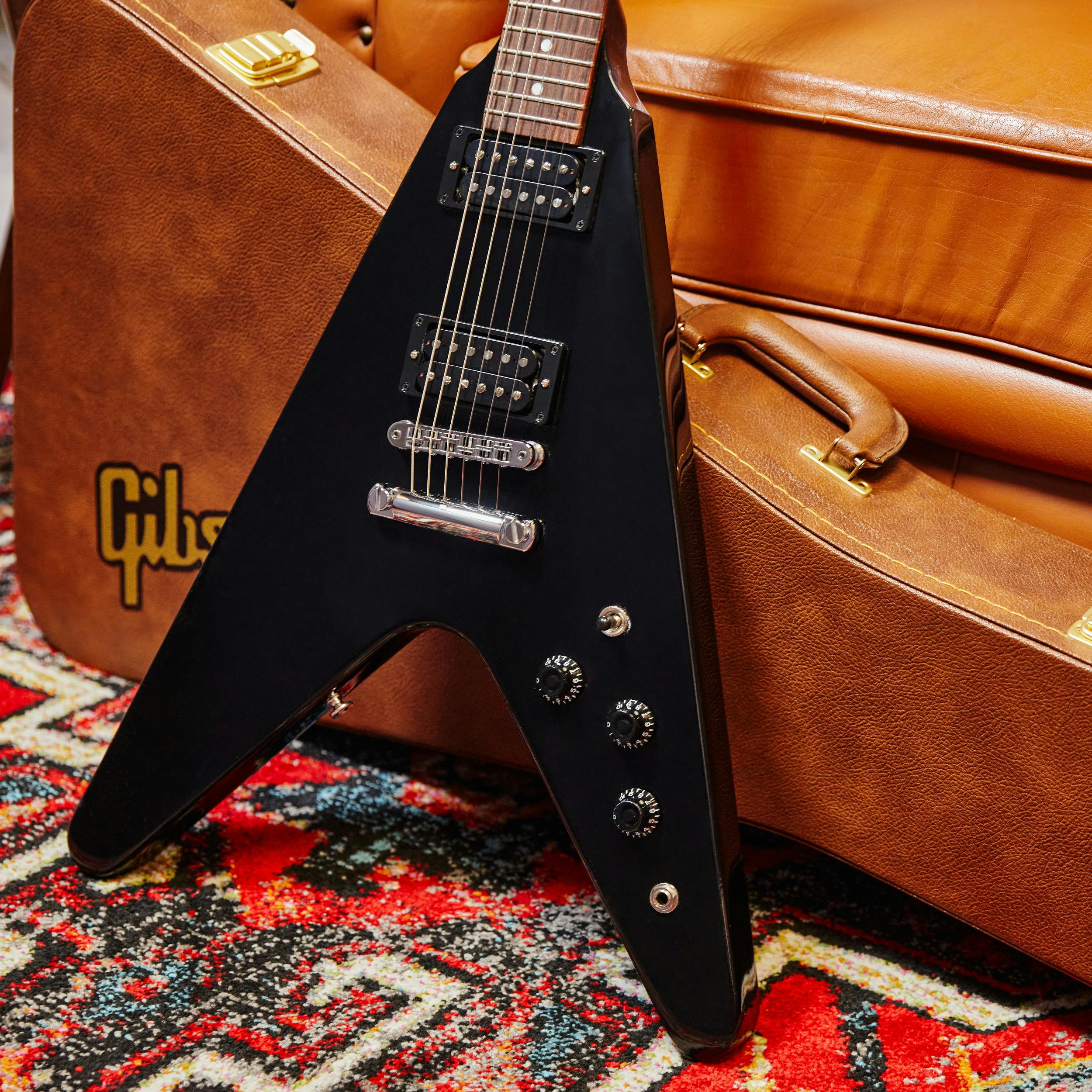 Gibson USA '80s Flying V Electric Guitar in Ebony - Andertons Music Co.