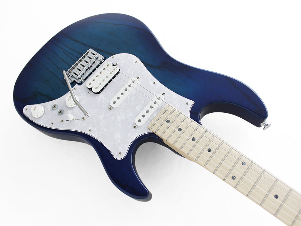 FGN Expert Odyssey EOS-ASH-M Electric Guitar in See-Thru Blue