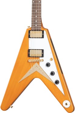 Epiphone 1958 Korina Flying V Electric Guitar in Aged Natural with White Pickguard