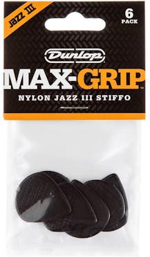 Dunlop Picks - Nylon Jazz III Max Grip Black - Players Pack 6