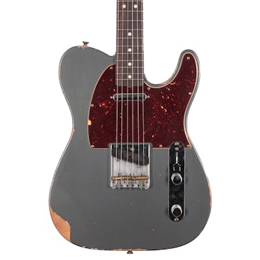 Fender Custom Shop '63 Telecaster Electric Guitar in Charcoal Frost Metallic Relic