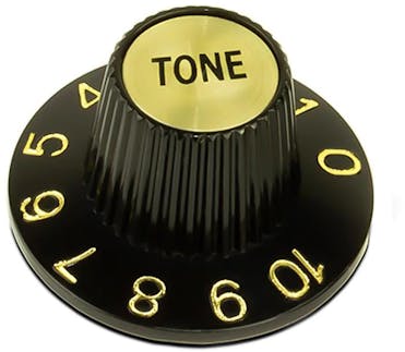 Boston Guitar Parts Witch Hat Knob with Gold cap black tone