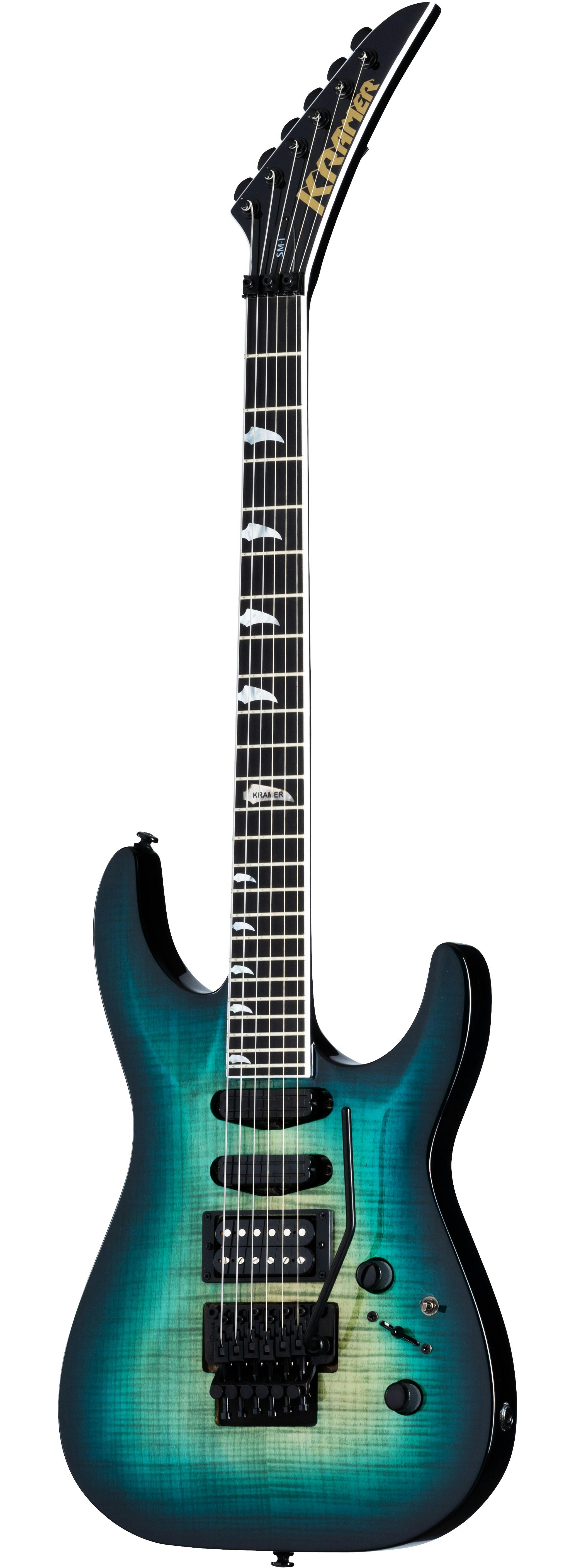 Kramer SM-1 Figured Electric Guitar in Caribbean Blue Perimeter